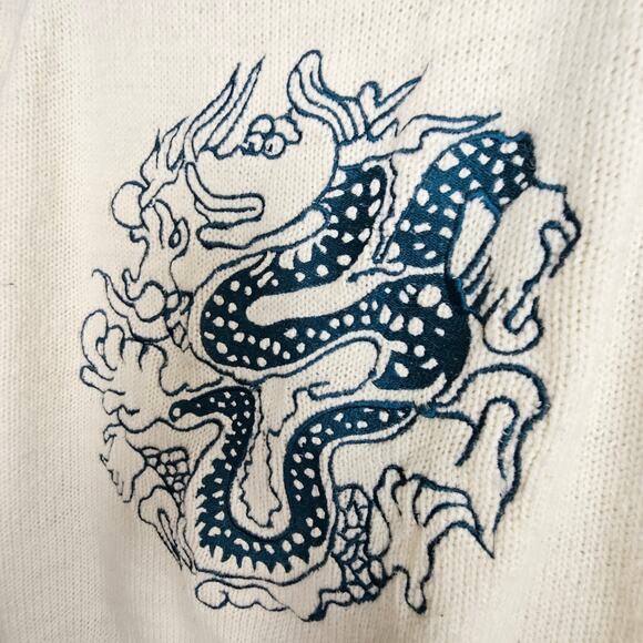 Modcloth Sweater Cardigan Just The Fortuitous Embroidered Dragon Sz L Statement - Picture 11 of 11